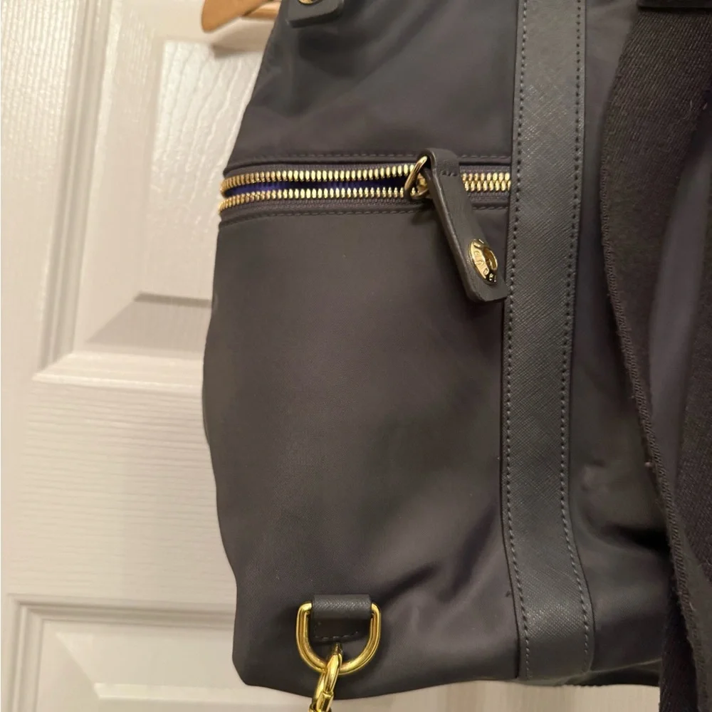 Henri Bendel Gray Backpack with Gold Details No lock for bag. - Picture 6 of 8